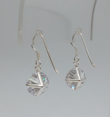 VTG 925 Lead Crystal 1in Drop Earrings Sterling Silver 2gtw Brilliant Faceted
