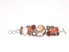 Vintage Sterling Silver Bracelet Natural stone MODERN ART
