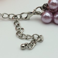 Vintage Lilac Graduated Faux Pearl Necklace 22 Inch Adj. Triple Strand Chunky