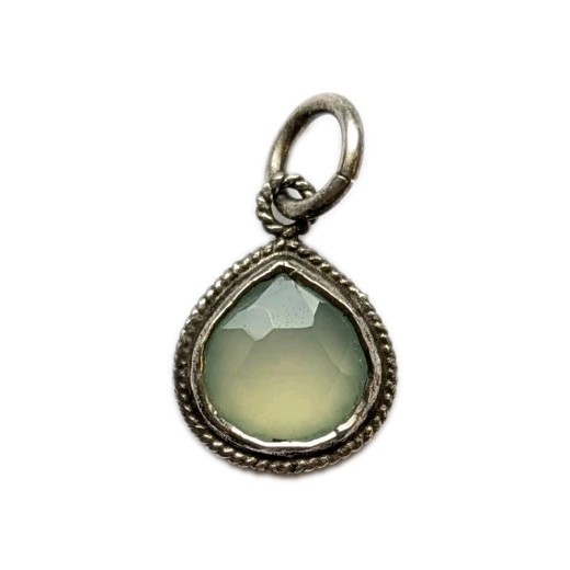Vintage 925 Sterling Silver Prehnite Pendant Charm