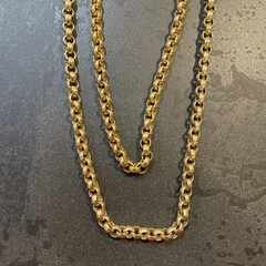 Gorgeous Vintage Designer Necklace Heavy Gilt Chain Signed MONET on plaque 22″L3