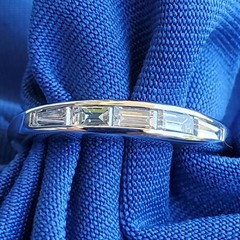 Original EARTH MINED DIAMOND slim Wedding BAND Antique PLATINUM Stacking RING