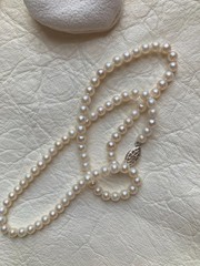 Dainty 16″ Akoya Pearl Choker Necklace, 4.5-5mm, Sterling Clasp