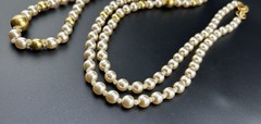 Kenneth Jay Lane KJL Faux Pearls & Rhinestones 56in Necklace