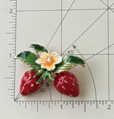 Vintage Style Strawberry Brooch Enamel On Metal