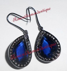LATEST 0.66ct ANTIQUE ROSE CUT DIAMOND SILVER 925 SAPPHIRE VINTAGE LOOK EARRINGS