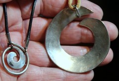 2 1970’s-1980’s Hippie Sterling Silver & Leather ETERNITY CIRCLES Necklaces LOT