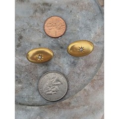 Vintage Unmarked 10k Yellow Gold Cuff Links with Tiny Starburst Accent Stones