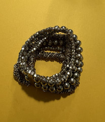 Gold Tone 7 Multi Strand Beaded Stretchable Bracelet