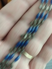 Antique Art Deco Sterling Silver Bracelet 7 Inches Blue Czech Glass