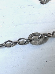 Antique Sterling Silver 925 Blue Gemstone Station Vintage Paperclip Necklace 25″