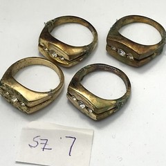 Vintage 18KT HGE Gold Plated & Cubic Zirconia in 3 Stone Ring varied sizes