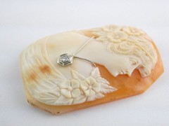 Antique Art Nouveau Shell Loose Cameo Habille Old Mine Diamond 45mm x 33mm Size