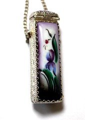 Vintage Enamel Hand Painted Russia Finift Jewelry Necklace-Locket 3 Variation#73