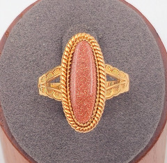 Vintage Goldstone Jewelry Set MCM Copper Sparkle Cuff Bracelet Brooch Ring Demi