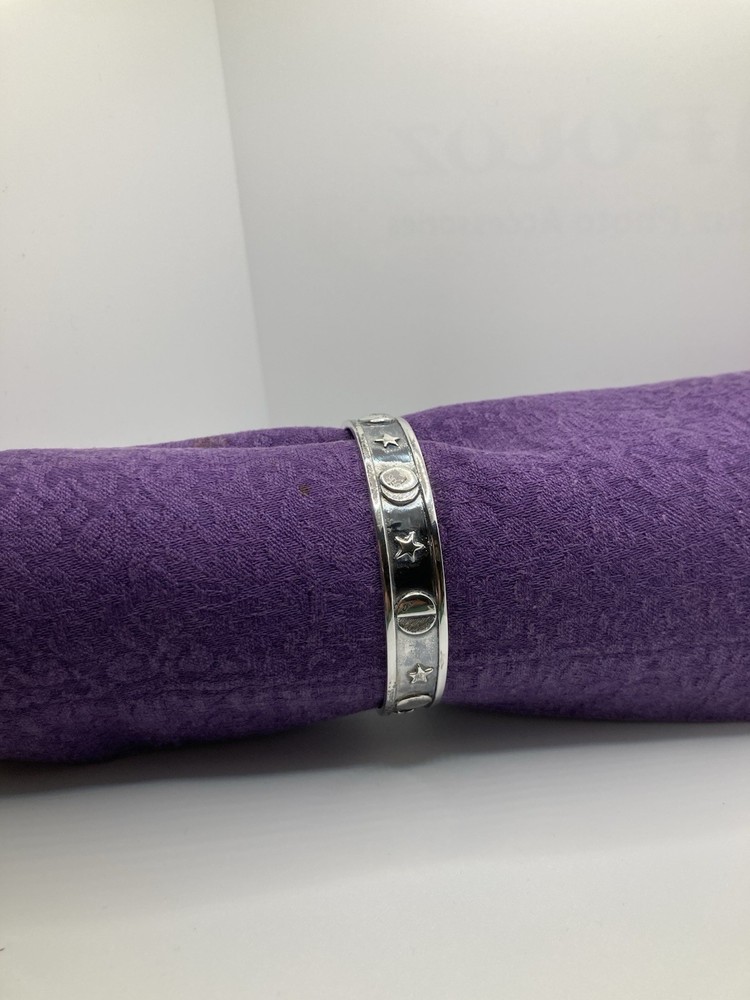 JH Breakell & Co Sun and Moon Silver Bangle Bracelet Vintage