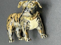 Vintage Erwin Pearl Bulldog Enamel Brooch