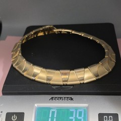 Vintage Brushed Goldtone Choker Statement Architectural structural link 80s 90s