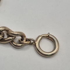 Vintage Curb Link Gold Plated Bracelet W/ Bloodstone Soldier Intaglio Charm 6.5″