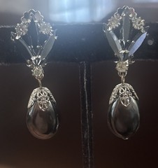 Juliana Hematite Vintage Rhinestone Drop Earrings