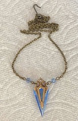 Vintage Necklace Art Nouveau Pendant Sap-phire Blue Antique Czech Glass