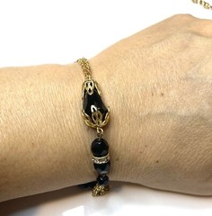 2.476 Vintage set, pendant, bracelet, earrings. gold tone, cut glass inserts