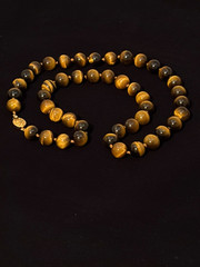 Vintage Chinese Export Hand Knotted Tiger ‘s Eye 11-12 mm Heavy Beaded Necklace