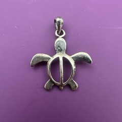 Vintage 925 Sterling Silver Hawaiian Honu Sea Turtle Open Shell Pendant 1″