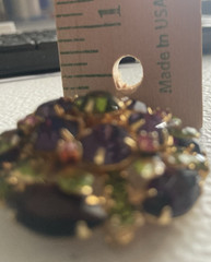 Vintage Dandy Rhinestone Brooch Enamel Pin Colorful Goldtone Setting 1 5/8″