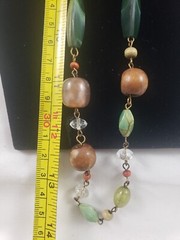 Necklace Vintage Acrylic Faux Stone Multicolor Wood Earth Tone Beads 28 inch