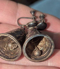 Vtg 925 Belly Dancer Siam Bell Earrings Screwback Easy to Convert to Wires