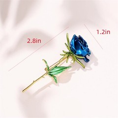 Enamel Rose Flower Brooch Pin for Women Girls Men Alloy Fashion Gold Green Le…