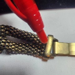 Vintage Antique Brass Tone Mesh Love Knot Bracelet Fold Over Clasp 7 Inch