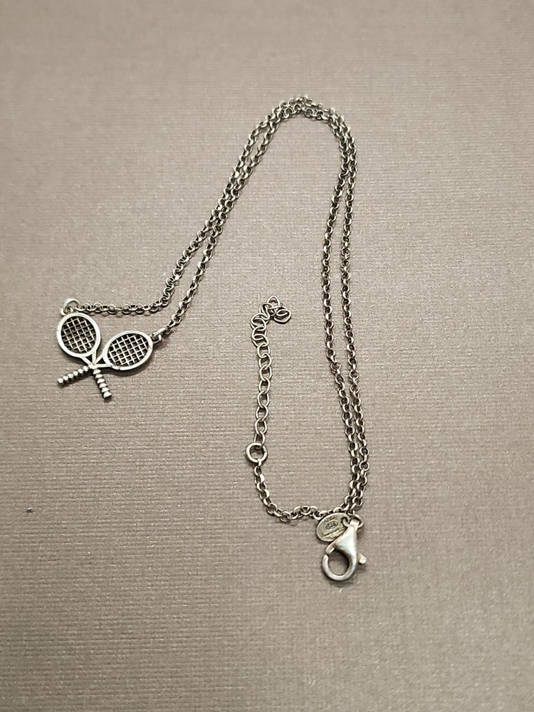 Vintage Dyadema Italy 925 Tennis Pendant Necklace 16″ To 17.75″ VGUC