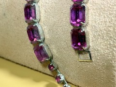 Rare, Vintage Weiss Magenta Rhinestone Necklace Bracelet-Costume Jewelry-AS IS