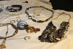 Stone leather shell vintage jewelry lot some designers too one leather sterling