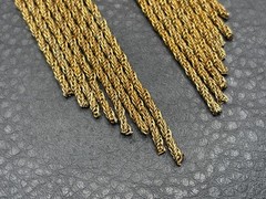 Vintage 80s Huge Multi Strand Woven Chain Tassel Gold Tone Brooch Runway READ