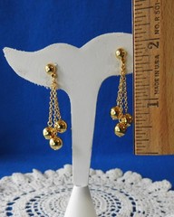 Vintage Avon 1990 3 Dangling Balls on Chains Polished Gold Tone Pierced