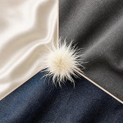 Ostrich Feather Flower Brooch Pin, Natural Beige Large 15cm Vintage Floral