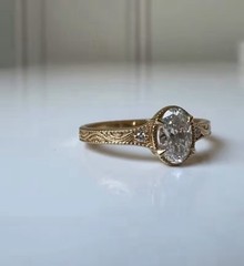 Victorian Style 2.0 Ct Oval Cut Moissanite Gemstone Decorative Engagement Ring