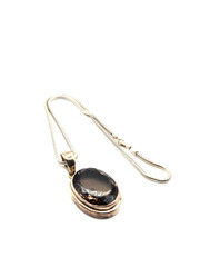 Italian Sterling 925 and Smoky Topaz Necklace 1/25″ faceted Topaz Stone