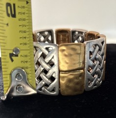Mixed Metal Stretch Bracelet Copper And Silver Tone