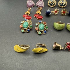 Vintage Clip On Earrings Lot 12 Pair Costume Jewelry.