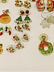 Vintage To Modern Lot of 40 Christmas Holiday Pierced Earrings Costume Jewelry