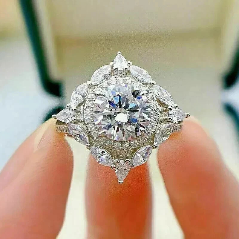 2.20Ct Art Deco Style Lab Created Diamond Anniversary 14k White Gold Finish Ring