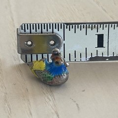 Antique 925 Silver Cloisonné Bird Charm Chinese Enamel Duck Pendant 0.66g TINY