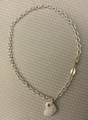MILOR 925 Sterling Vintage Italy Heart Charm Cable Link Anklet / Bracelet 9.75″