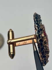 Vintage Crusader Knight Horse Shield High Relief MOP Metal Cufflinks Oxford