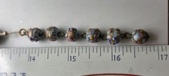 3 pc Set Necklace Earrings Vtg Italy Wedding Cake Beads Glass Blue Gold Pink