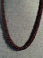 Vintage Almandine Garnet Gemstone Beads Natural Rope Necklace 24″